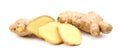 Ginger root. White, background. Royalty Free Stock Photo