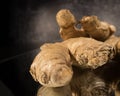 Ginger Roots in close-up - macro shot Royalty Free Stock Photo