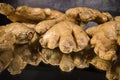 Ginger Roots in close-up - macro shot Royalty Free Stock Photo