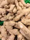 Ginger roots. Offered for sale in a shop. Royalty Free Stock Photo