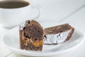 Ginger slice of cake with coffee
