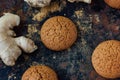 Ginger snaps on black Royalty Free Stock Photo