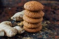 Ginger snaps on black Royalty Free Stock Photo