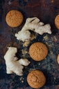 Ginger snaps on black Royalty Free Stock Photo