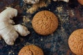 Ginger snaps on black Royalty Free Stock Photo