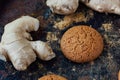 Ginger snaps on black Royalty Free Stock Photo