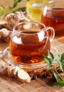 Ginger tea in glass cup Royalty Free Stock Photo