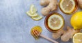 Ginger tea in a glass for flu cold winter days Royalty Free Stock Photo