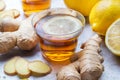 Ginger tea in a glass for flu cold winter days Royalty Free Stock Photo