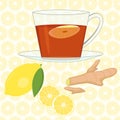 Cup of Ginger tea with lemon.