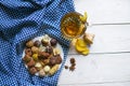 Ginger tea lemon and cinnamon with chocolates Royalty Free Stock Photo