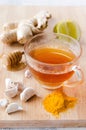 Ginger tea with lemon. honey and tumeric for detox