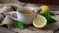 Ginger tea lemon mint herbal beverage wellness concept Royalty Free Stock Photo