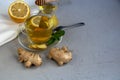 Ginger tea with lemon. Promotes weight loss. Royalty Free Stock Photo