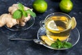 Ginger tea with lemon. Promotes weight loss. Royalty Free Stock Photo