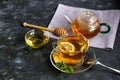 Ginger tea with lemon. Promotes weight loss.