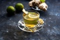 Ginger tea with lemon. Promotes weight loss. Royalty Free Stock Photo