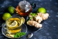 Ginger tea with lemon. Promotes weight loss. Royalty Free Stock Photo