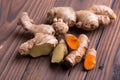Ginger and turmeric roots