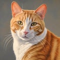 ginger and white tabby cat portrait, oil painting style