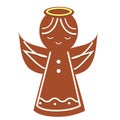 Gingerbread Angel Christmas cookie. New Year bakery icon Royalty Free Stock Photo