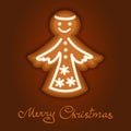 Gingerbread angel decorated icing. Christmas cookie Royalty Free Stock Photo