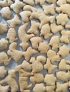 Gingerbread animals shaped cookie dough Royalty Free Stock Photo