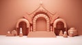 Gingerbread background 3d render style of a Christmas podium stage for product. Brown cookie color, winter baking