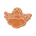 Gingerbread christmas angel on cloud isolated on a white background. New Year and Christmas gingerbread. Winter homemade Royalty Free Stock Photo