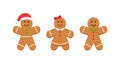 Gingerbread Christmas cookies. Three classic ginger bread man and woman figures. Noel holiday sweet dessert Royalty Free Stock Photo