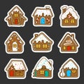 Gingerbread Christmas house. Sticker Bookmark