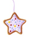 Gingerbread Christmas purple star cookie