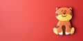 Gingerbread Christmas tiger on a red background. Year of the tiger according to the Chinese zodiac calendar. Copy space