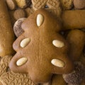 Gingerbread Christmas tree and an assortment of Christmas cookies Royalty Free Stock Photo