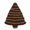 Gingerbread Christmas tree with icing festive cookie for kids. 3D illustration isolated Royalty Free Stock Photo