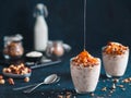 Gingerbread coconut overnight oats Royalty Free Stock Photo