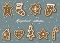 Collection with hand drawn gingerbread bakery