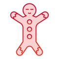 Gingerbread color icon. Ginger cookie in shape of man symbol, gradient style pictogram on white background. Christmas