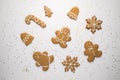 Gingerbread cookie of a Christmas tree with icing isolated on white background Royalty Free Stock Photo