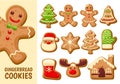 Gingerbread cookie collection. Set 1. Royalty Free Stock Photo