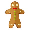 Gingerbread Cookie Flat Icon on White