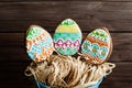 Gingerbread cookie in the form of color eggs