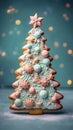 gingerbread cookie of green Christmas Tree . Traditional Christmas food. Christmas and New Year holiday concept