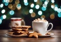 Gingerbread cookie and hot chocolate for Christmas stock photoChristmas Backgrounds Cookie Hot Chocolate Coffee - Drink