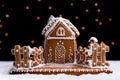 Gingerbread cookie house on dark background