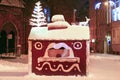 Gingerbread cookie house on a street