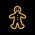 Gingerbread cookie man simple flat icon vector