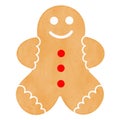 Gingerbread cookie man artistic watercolor painting style Royalty Free Stock Photo