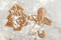 Gingerbread Cookie. New Year figures from a dough, prepared for baking in the oven Royalty Free Stock Photo