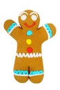 Gingerbread Cookie Shaped As Man And Colored Icing For Christmas Holiday Isolated On White Royalty Free Stock Photo